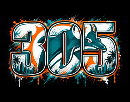 305 Miami Dolphins tee shirt